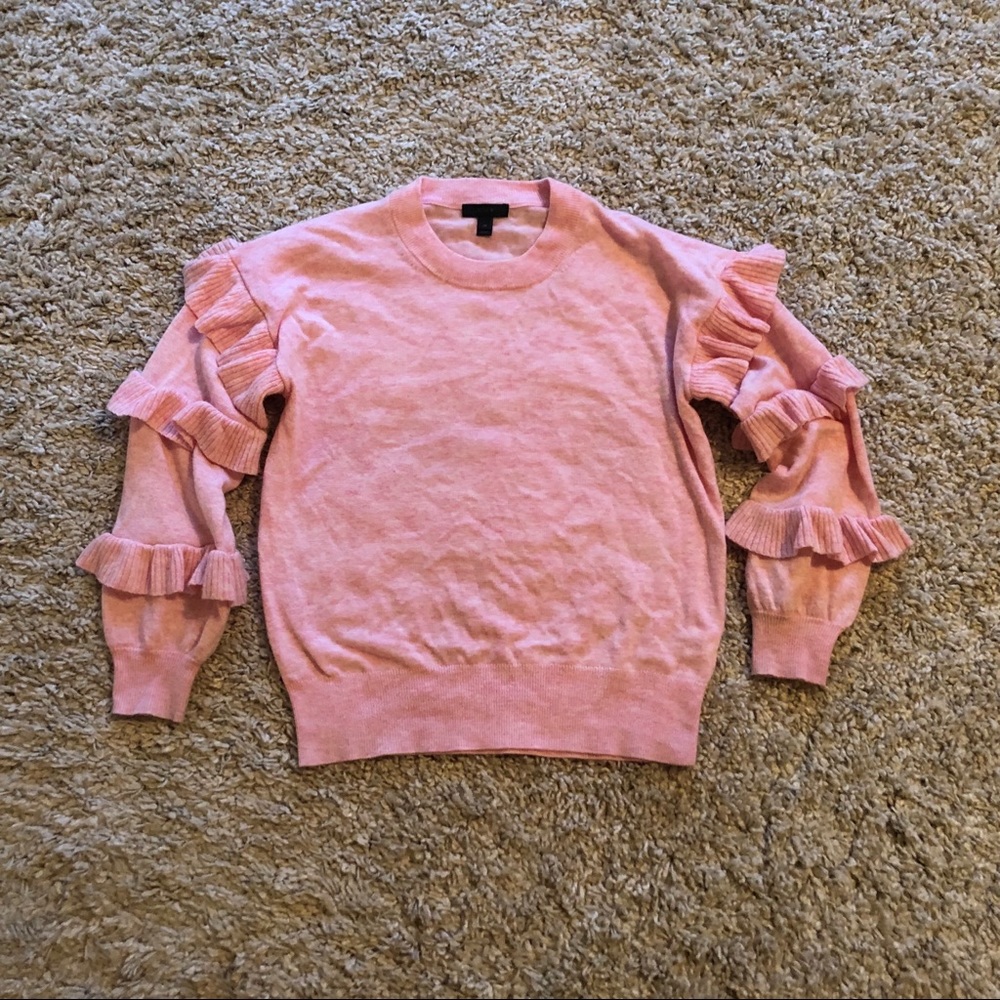 J. Crew pink ruffle sweater